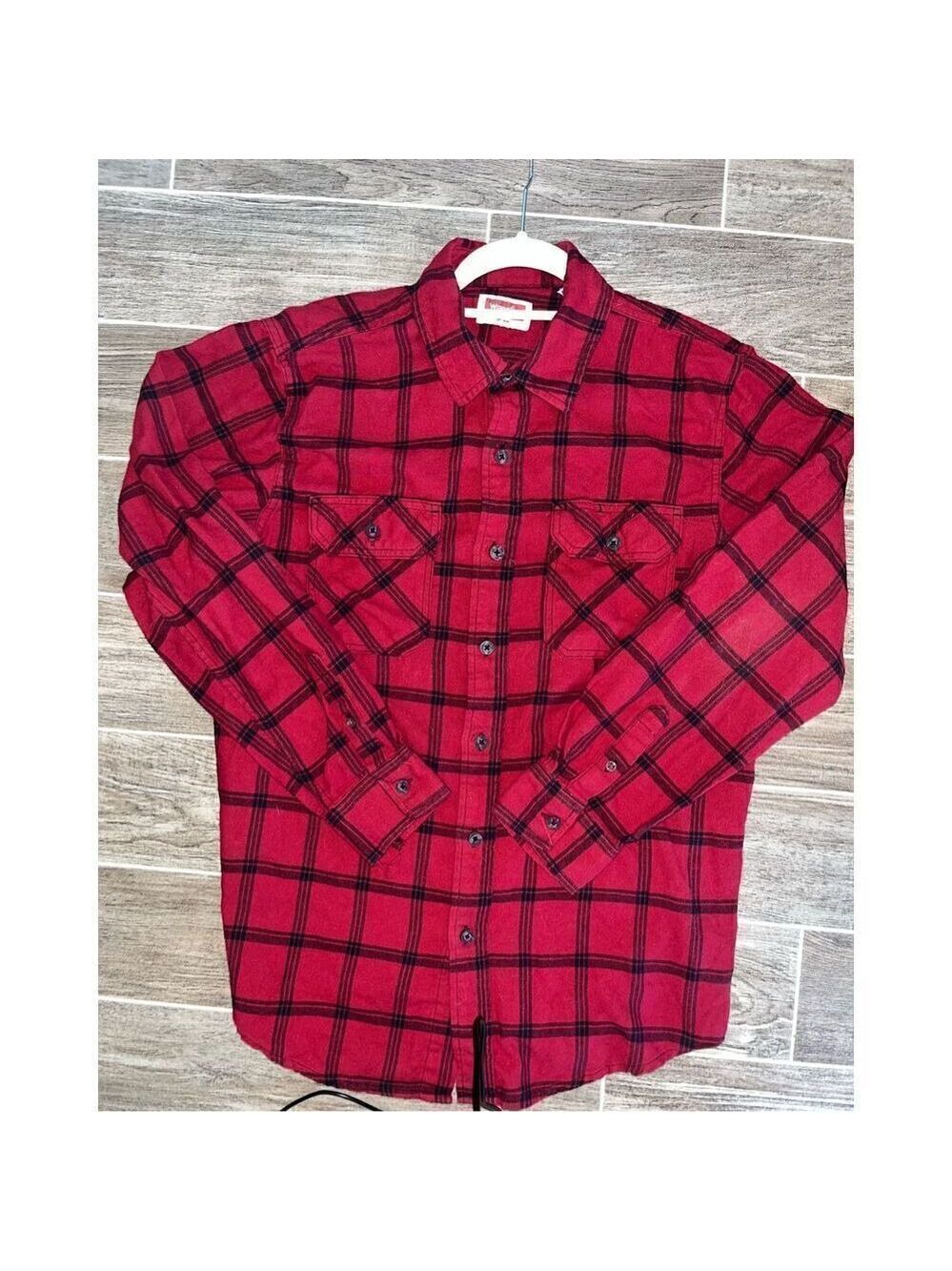 Red Plaid! Wrangler red plaid shirt sz med long sleeve - Picture 6 of 16